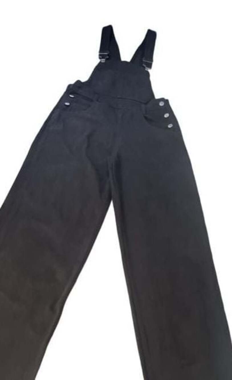 Brandy Melville J. Galt Black Cotton Wide Leg Overalls Suspender Pants Size S